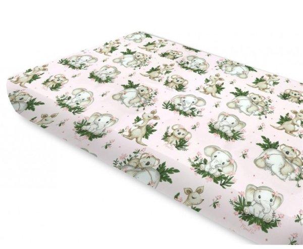 Baby Shop pamut,gumis lepedő 70*140 cm - Baba állatok rózsaszín 