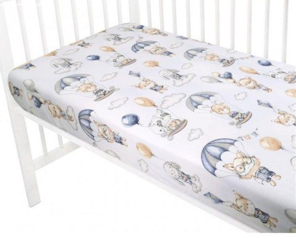 Baby Shop pamut,gumis lepedő 70*140 cm - Kék lufis állatok