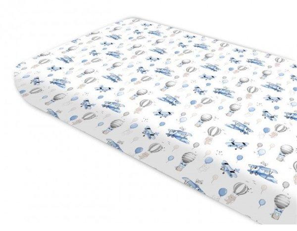 Baby Shop pamut,gumis lepedő 60*120 cm - kék repülőgép 