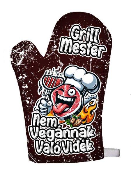 Vicces edényfogó kesztyű, főzőkesztyű, Grill mester