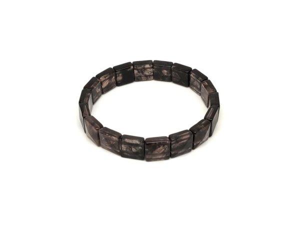 Füstkvarc fazettált négyzet alap karkötő 11x11x6mm