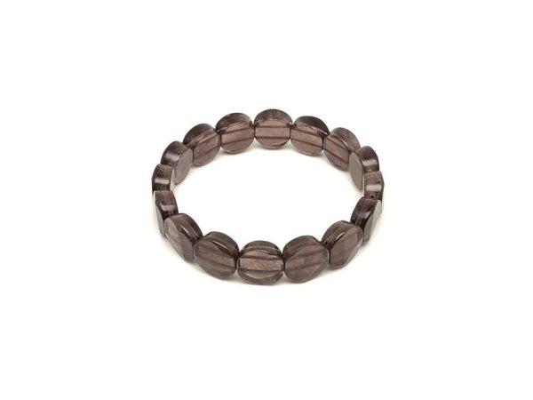 Füstkvarc háromszög faz korong karkötő 13x6mm