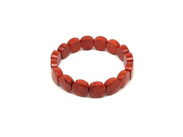 Jáspis vörös háromszög faz korong karkötő 13x6mm