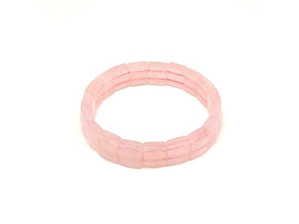 Rózsakvarc fazettált téglalap karkötő 12x10,5mm