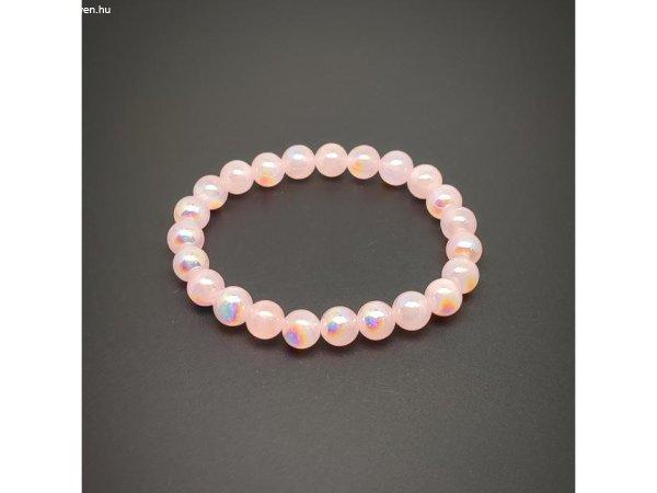 Szelenit aura pink golyó karkötő 8-8,5mm