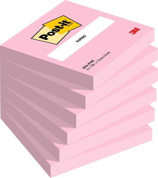 Post-it® 654, 76 x 76 mm, 100 lap, neon rózsaszín