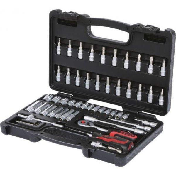 KS Tools Dugókulcs készlet + rátuzo 1/4" R/H (műanyag kofferben) 4-14
mm 53 részes, 6 szög