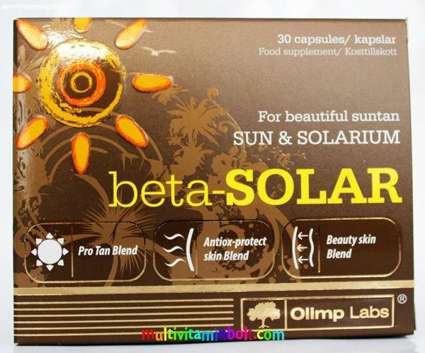 Beta-Solar 30 db kapszula, bőr-, nap-, szemvédelem vitaminokkal, napozáshoz
és szoláriumozáshoz is, önbarnító - Olimp Labs