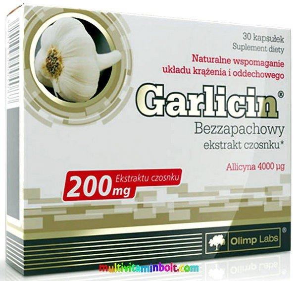Garlicin 30 db kapszula, szagtalan fokhagyma koncentrátum - Standardizált,
erős antibakteriális és gombaölő vegcin - Olimp Labs