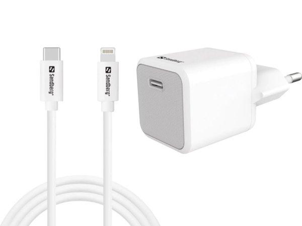 Sandberg USB-C AC 20W Charger EU + lightning cable 1m White