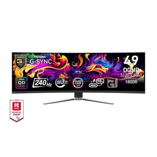 MSI Monitor GAMING MPG 491CQPX QD-OLED Ívelt 49" 5120x1440, 32:9, 1800R,
0,03ms, 240Hz, 2x HDMI, DP, USB-C, Black