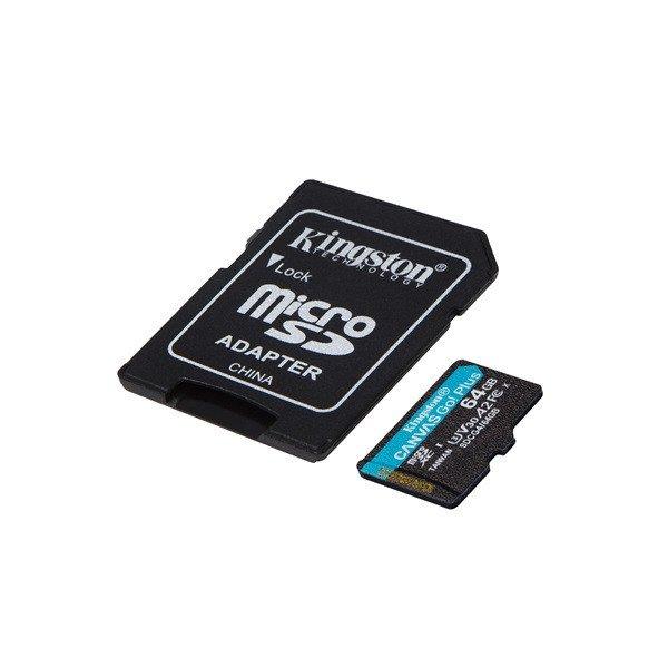 KINGSTON Memóriakártya MicroSDXC 64GB Canvas Go Plus Gen4 200R A2 U3 V30 +
Adapter