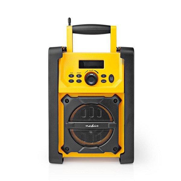 NEDIS RDFM3100YW hordozható FM rádió, bluetooth, rezgéscsillapítás, 15W,
20 FM állomás, 3,5 mm audióbemenet