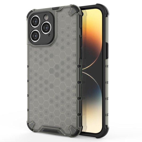 Honeycomb tok iPhone 14 Pro Max Armor hibrid tok fekete