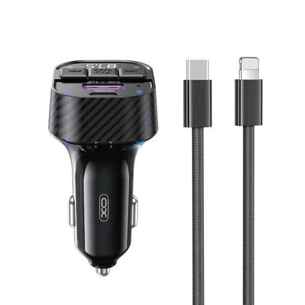 XO BCC17 FM Transzmitter Autós Töltő 30W, USB-C/Lightning kábellel a
csomagban