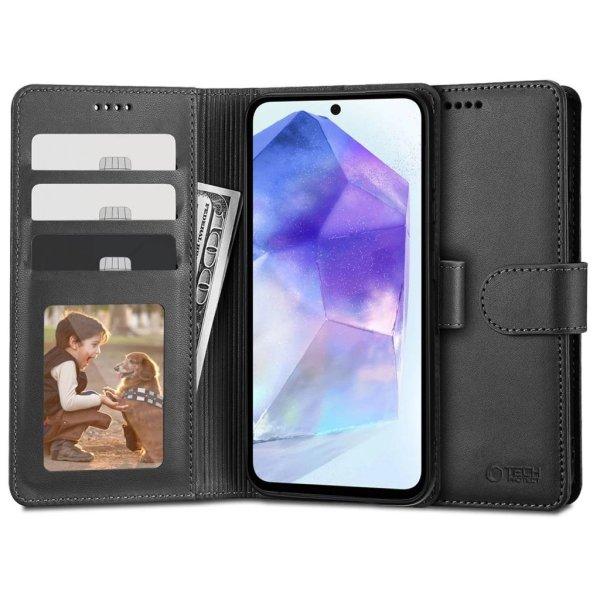  Tech-Protect fekete Waller Book / Flip tok kártyatartóval Samsung Galaxy A55
készülékhez