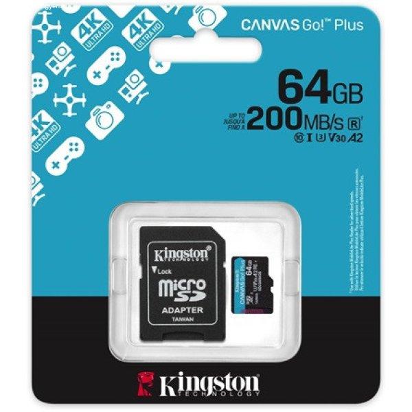 Kingston 64GB Canvas Go! Plus Gen4 UHS-1 Class10 U3 V30 A2 microSDXC
memóriakártya