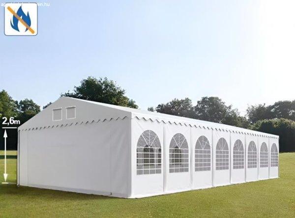 Professzionális extra erős rendezvénysátor, fesztiválsátor 8x16 m, ponyva
tűzálló PVC oldalmagasság + 2,6m padlókerettel fehér
