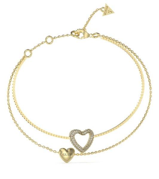 Guess Dupla aranyozott karkötő szívekkel Beloved JUBB05027JWYG
14,5 cm