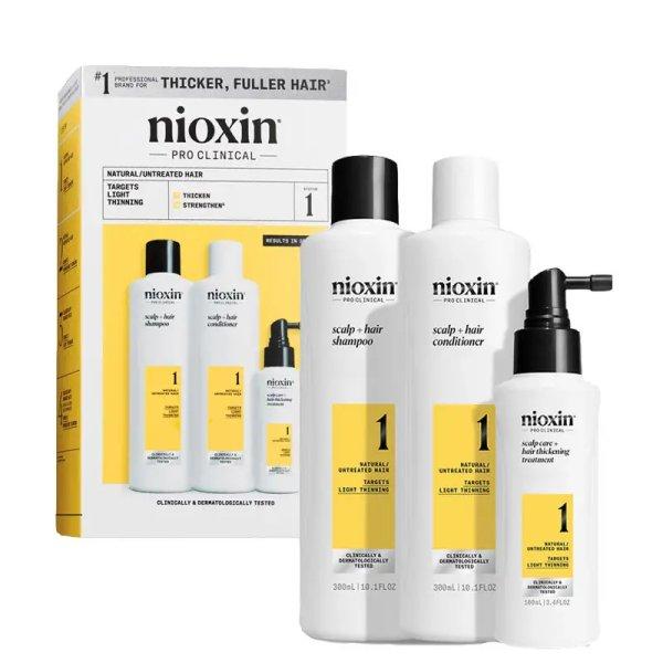 Nioxin Ajándékkészlet vékonyszálú, enyhén
elvékonyodó természetes hajra System 1