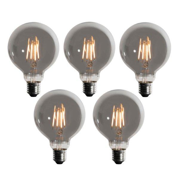 5 darabos E27 dimmelhető LED izzókészlet, füstös G95 5W 200 lm 1900K