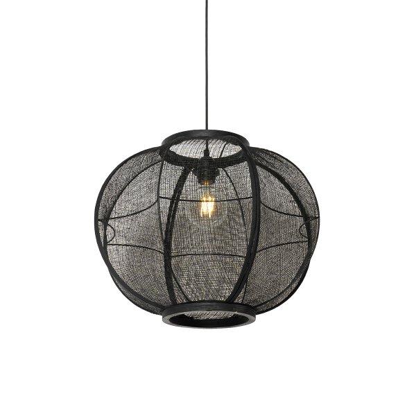 Orientális függőlámpa fekete szövet 48 cm - Rob