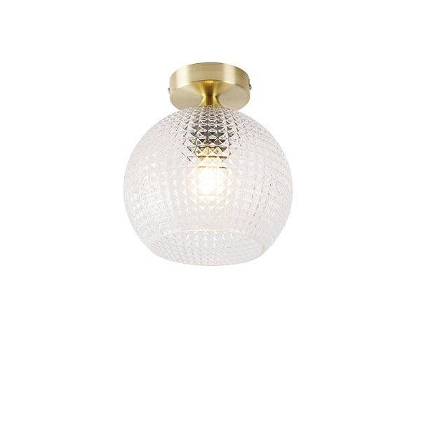 Art Deco mennyezeti lámpa sárgaréz színben, átlátszó üveggel - Sphere