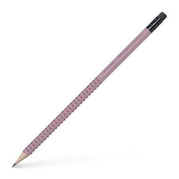 Grafitceruza, B, háromszögletű, radírral, FABER-CASTELL "Grip
2001", rózsaszín