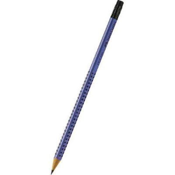 Grafitceruza, B, háromszögletű, radírral, FABER-CASTELL "Grip
2001", kék