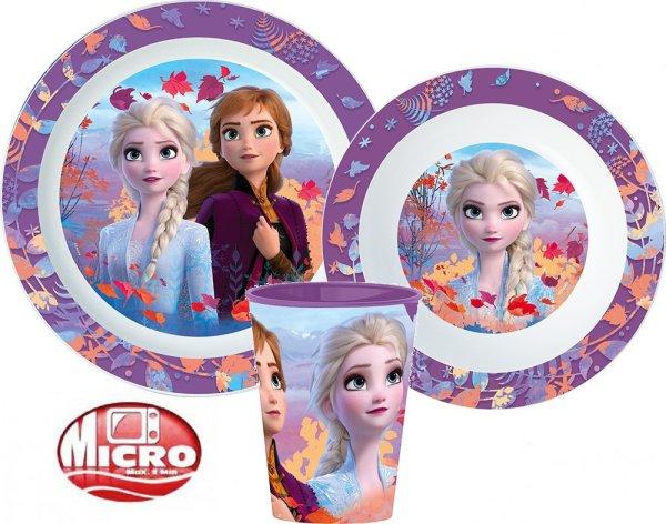 Disney Jégvarázs Purple étkészlet, micro műanyag szett, pohárral 260 ml