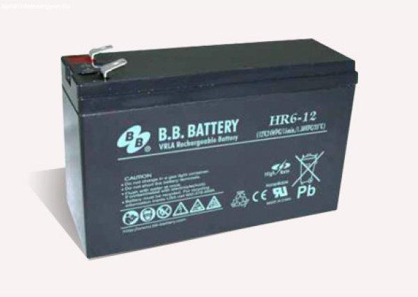 B.B. Battery HR6-12 12V 6Ah HighRate Zárt gondozás mentes AGM akkumulátor