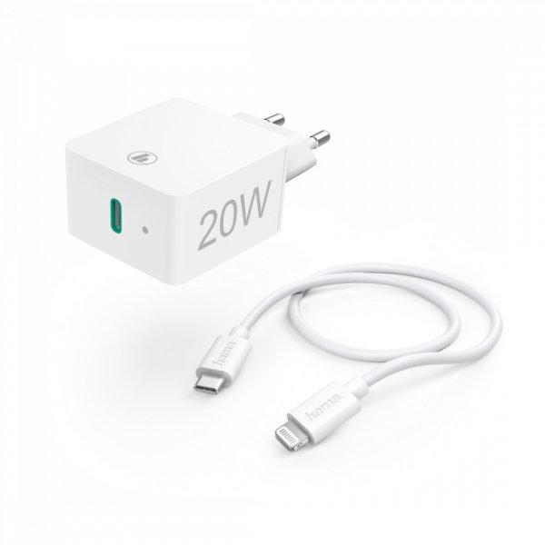 Hama Fic E3 hálózati töltő (PD) 20W+Lightning - USB TYPE-C adatkábel Apple
gyorstöltő szett (201620)