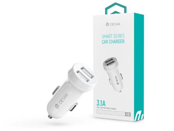 Devia 2xUSB szivargyújtó töltő adapter - Devia Smart Series Car Charger -
5V/3,1A - fehér