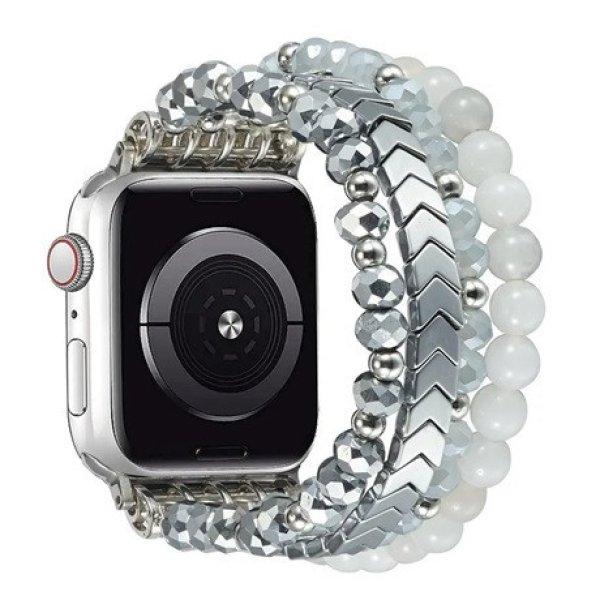 Mybandz 56702 apple watch gyöngyös fém óraszíj-ezüst /40/41 és 42 mm