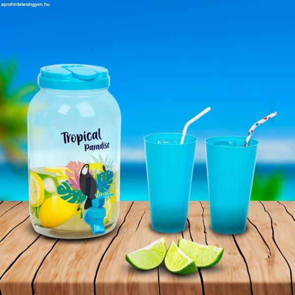 Family Italadagoló csappal, műanyag pohárszettel - 3,8 l - trópusi (57243H)