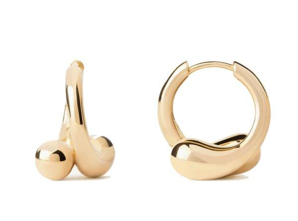 PDPAOLA Modern aranyozott fülbevaló Loop Hoops Essentials AR01-C85-U
