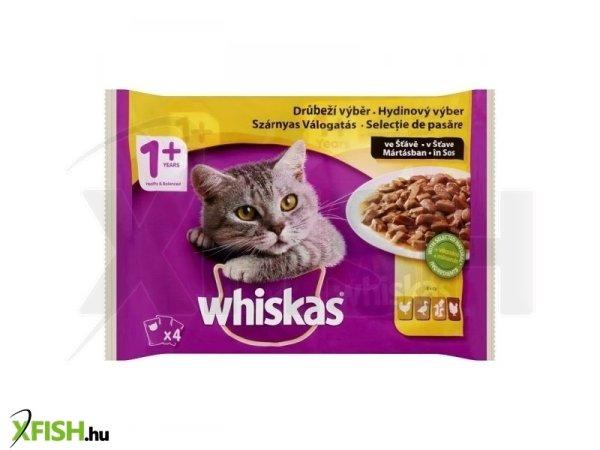 Whiskas alutasak 4-pack szárnyas válogatás mártásban 4*85gr multipack, 13
db/csomag