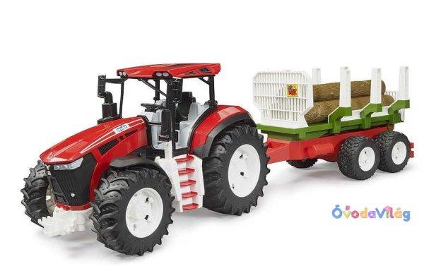 Bruder ROADMAX traktor erdészeti pótkocsival és 3 farönkkel (03453)