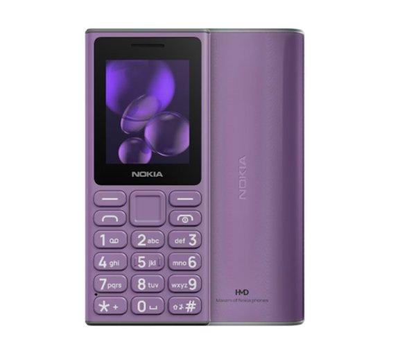 Nokia 105 (2024) nyomógombos mobiltelefon, kártyafüggetlen, dual SIM, lila
