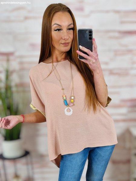 Nyakláncos, ujjainál aranyozott, hátul hosszított felső L-XL