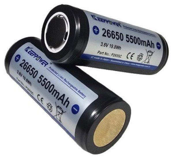 KeepPower 26650 3,7V 5500mAh védett Li-ion akkumulátor 15A