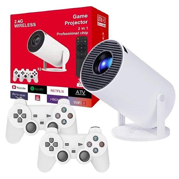 Intelligens 4K videoprojektor játékkonzollal, Android TV 11.0, WiFi 6, 280
ANSI, 130" képernyő, beépített hangszóró, HDMI, USB (BBV)