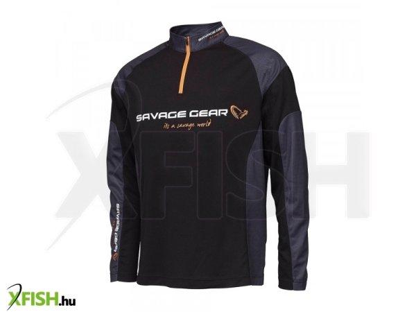 Savage Gear Tournament Gear Shirt Fekete Színű Hosszú Ujjú Horgász Póló M