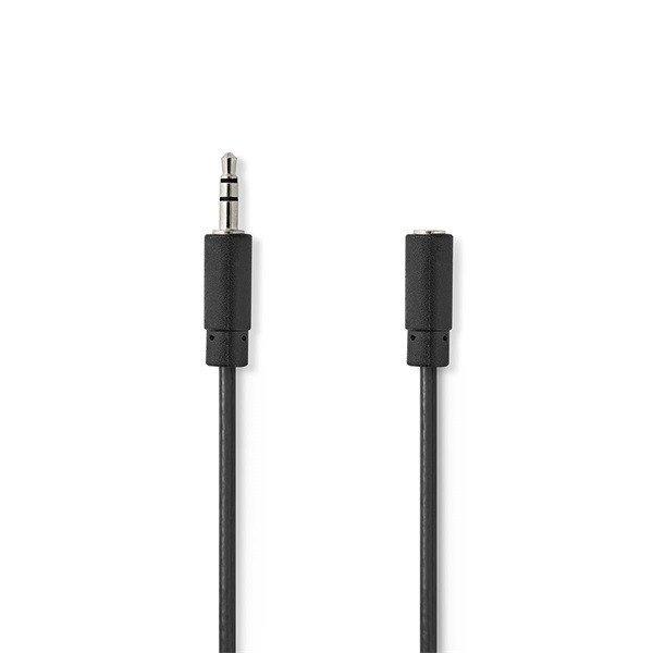 Nedis CAGB22050BK50 sztereó audió kábel, 3,5 mm Férfi, 3,5 mm Nő,
Nikkelezett, 5 m | kerek, Fekete