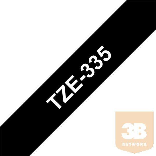 BROTHER Festékszalag TZe-335, Fekete alapon Fehér, Laminált, 12mm 0.47",
8 méter