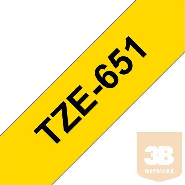 BROTHER Festékszalag TZe-651, Sárga alapon Fekete, Laminált, 24mm 0.94",
8 méter