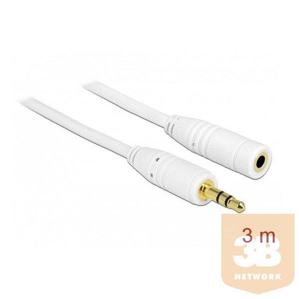 Delock Kábel - 83769 (3,5 mm Jack Hosszabbító kábel, apa/anya, 3 pin,
fehér, 3m)