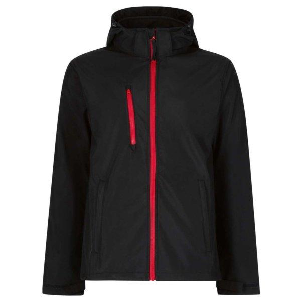 Regatta levehető kapucnis, 3 rétegű férfi softshell kabát, RETRA701,
Black/Classic Red-L