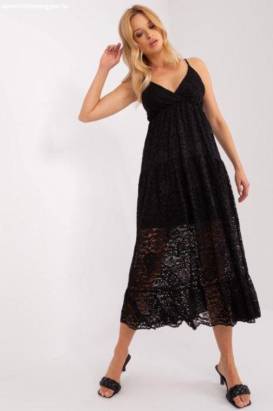 Midi fodros ruha csipke modell 24762 fekete