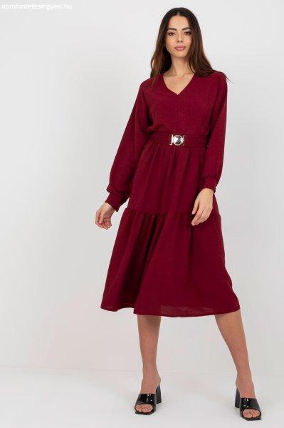 Midi fodros ruha övvel modell 70693 bordó